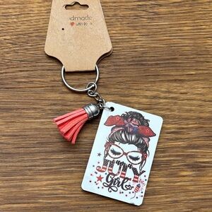 Trendy Red Key & Card Holder with Tassel July Girl
